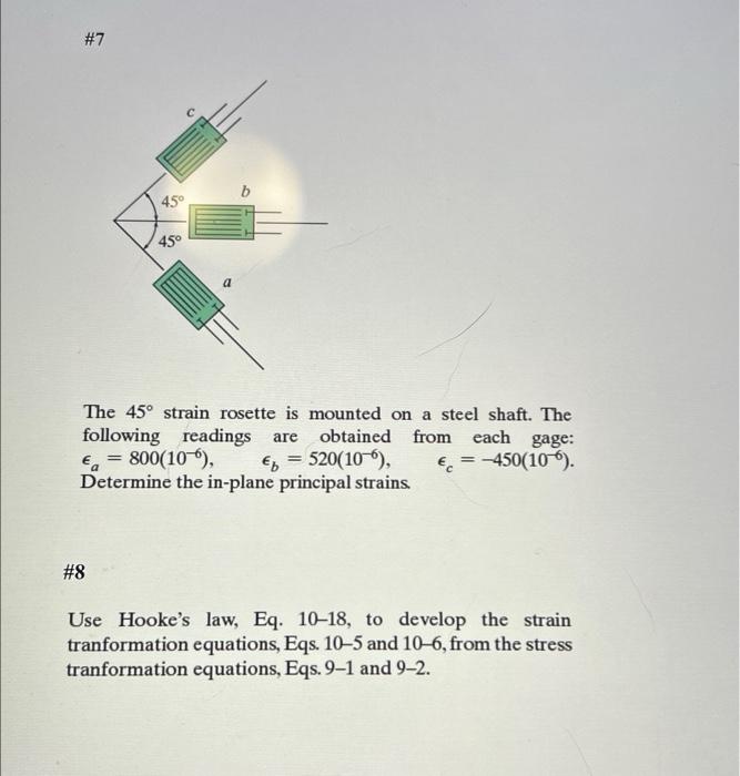 Solved The 45∘ strain rosette is mounted on a steel shaft. | Chegg.com