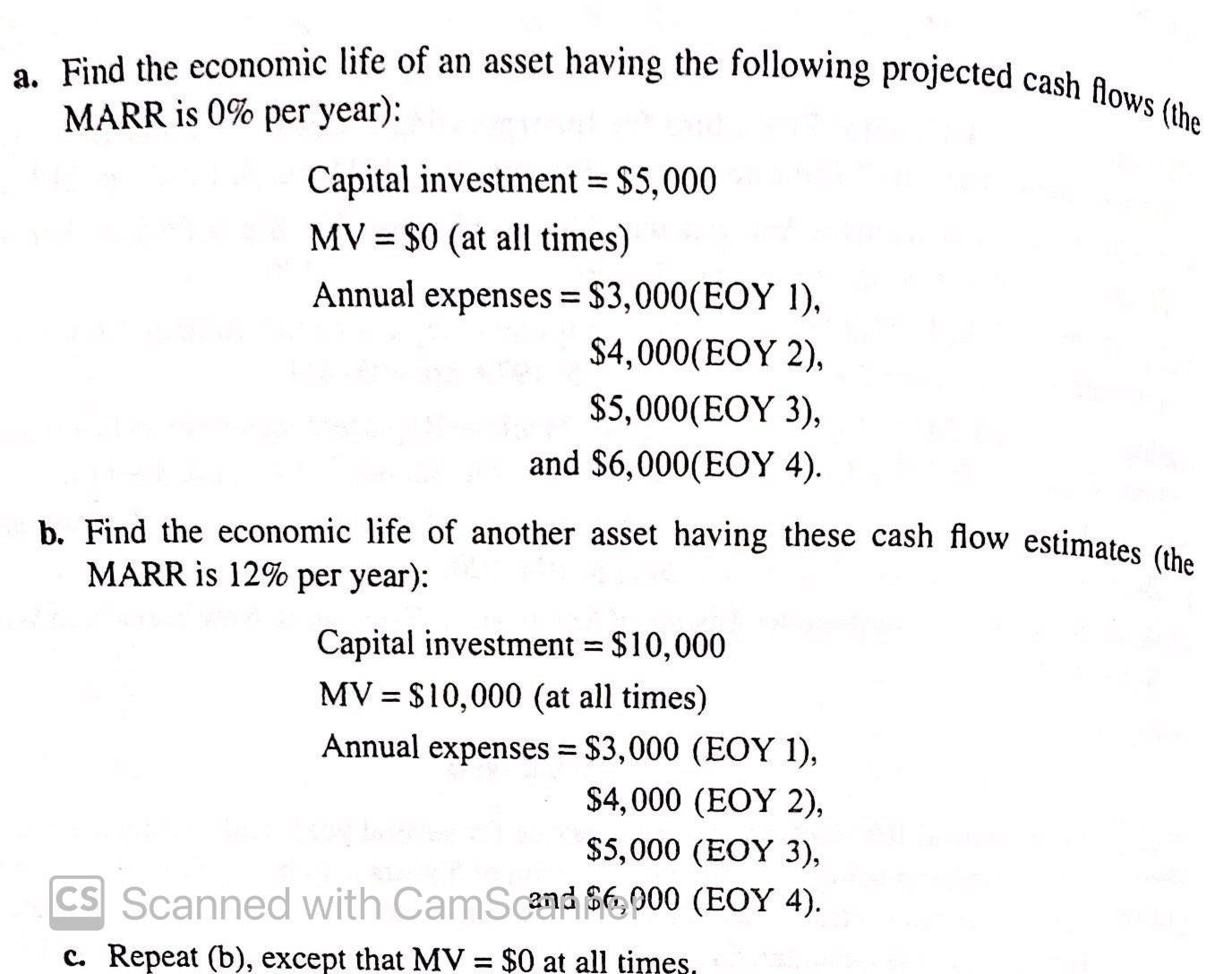 Solved a. ﻿Find the economic life of an asset having the