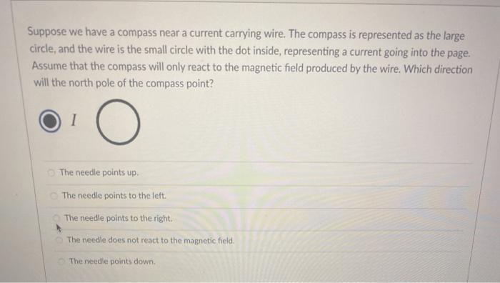 Solved Suppose we have a compass near a current carrying | Chegg.com