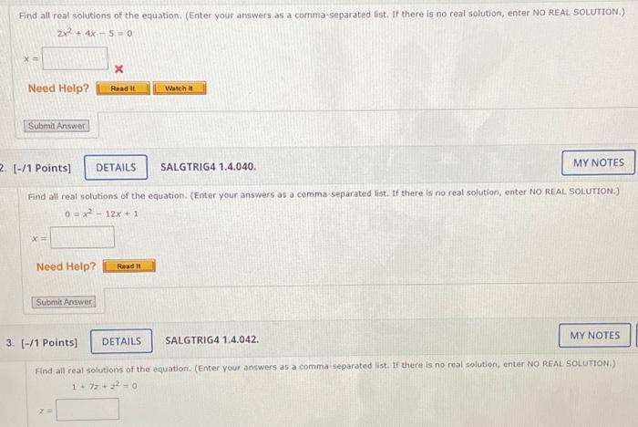 Picture of Solved Find all real solutions of the equation. (Enter your | Chegg.com