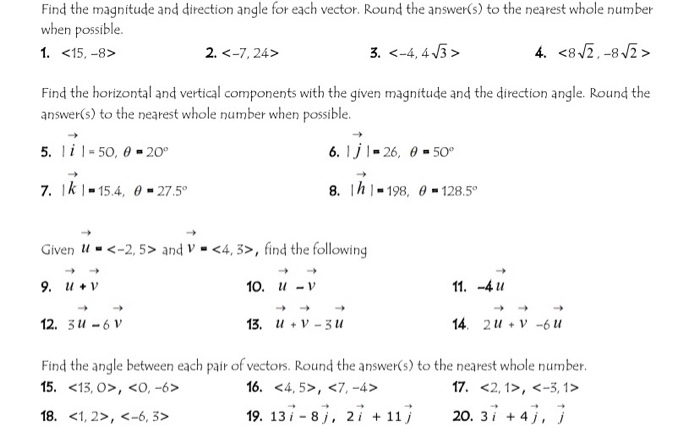 Solved Find The Magnitude And Direction Angle For Each | Chegg.com