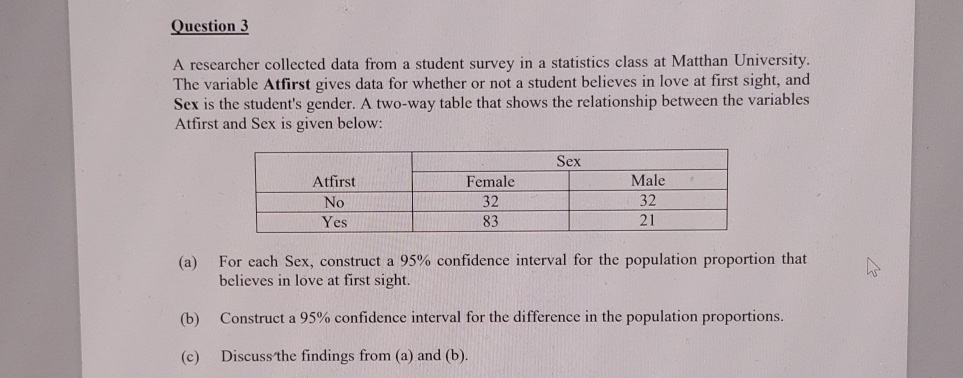 Solved Question 3A researcher collected data from a student | Chegg.com