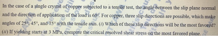 Solved In the case of a single crystal of copper subjected | Chegg.com