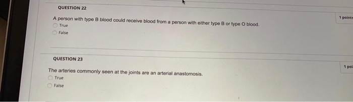 Solved QUESTION 22 1 points A person with type B blood could | Chegg.com