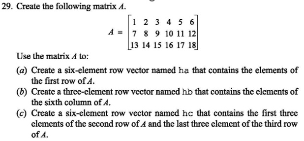 Solved Create the following matrix | Chegg.com