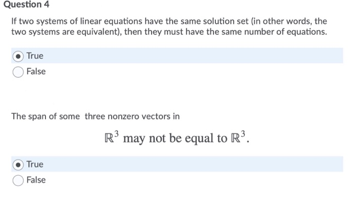 Solved Question 4 If two systems of linear equations have | Chegg.com