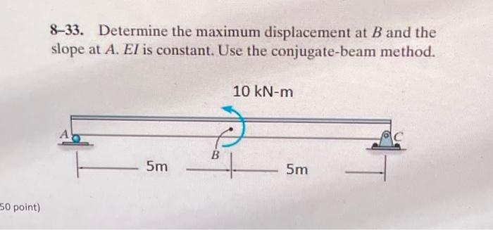Solved 8-33. Determine the maximum displacement at B and the | Chegg.com