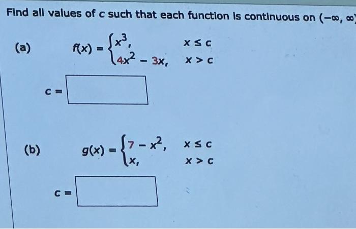 Solved Find all values of c such that each function is | Chegg.com