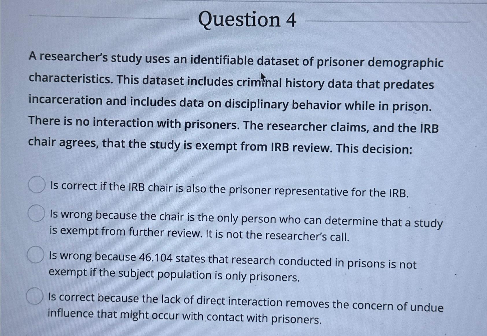 a researcher's study uses an identifiable