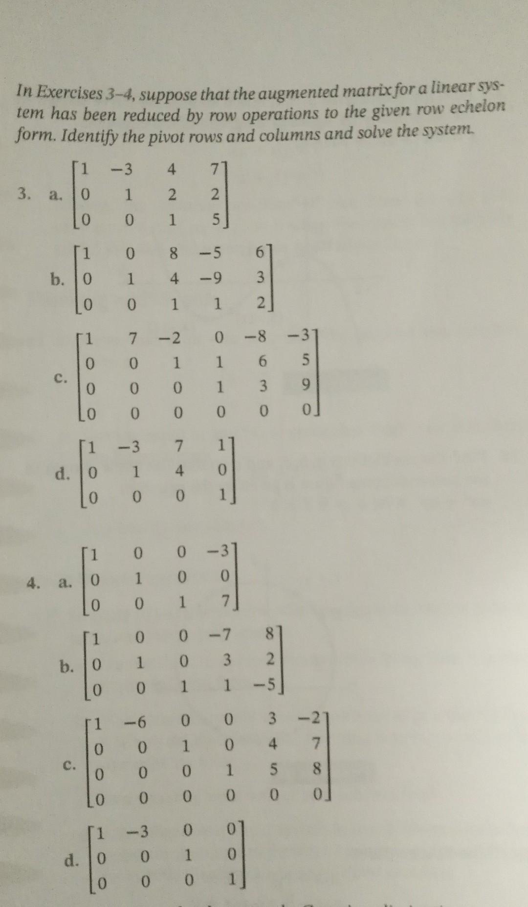 Solved In Exercises 3 4 suppose that the augmented matrix Chegg