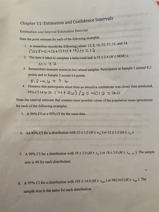 Solved Chapter 11: Estimation and Confidence Intervals | Chegg.com