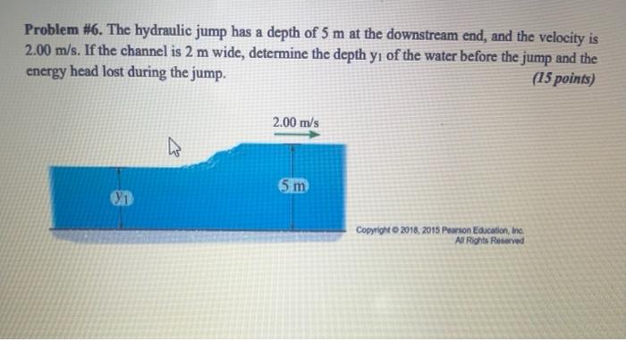 Solved Problem #6. The hydraulic jump has a depth of 5 m at | Chegg.com