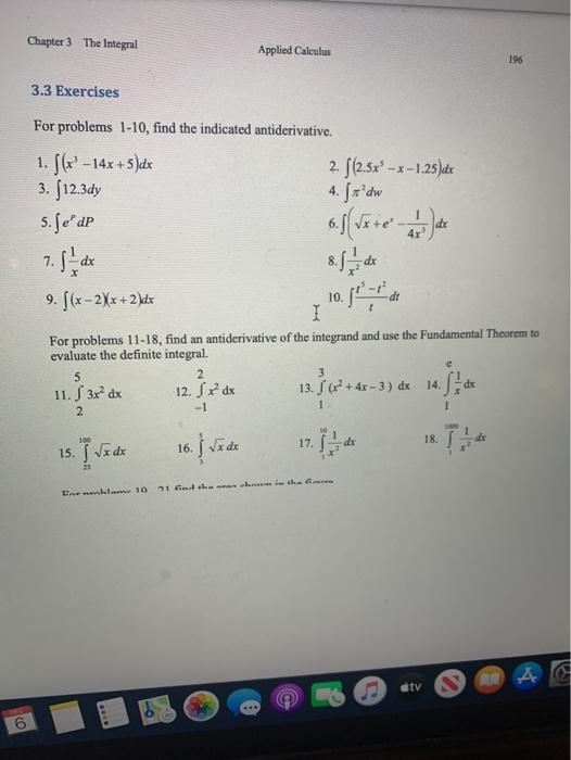 Solved Chapter 3 The Integral Applied Calculus 196 3.3 | Chegg.com