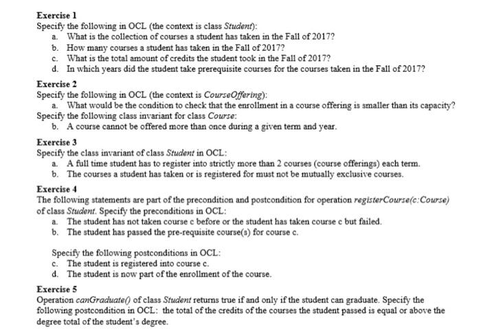Instructions This lab has two parts: OCL expressions | Chegg.com
