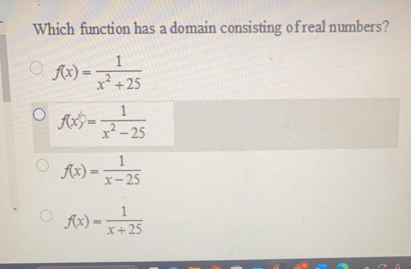 Solved Which function has a domain consisting of real | Chegg.com