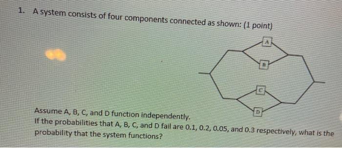 Solved 1. A system consists of four components connected as | Chegg.com