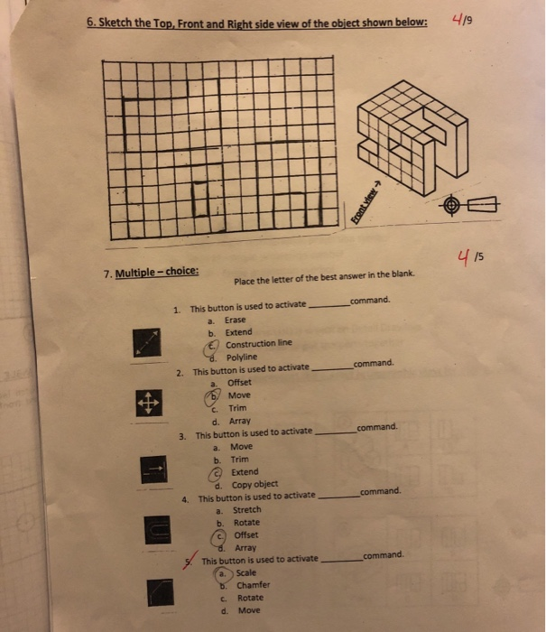 Solved 6. Sketch the Top Front and Right side view of the | Chegg.com