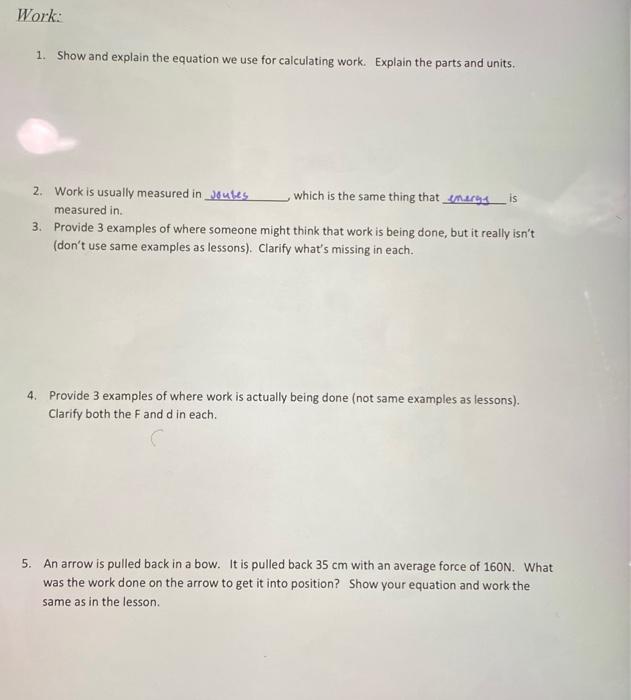 Solved Work: 1. Show and explain the equation we use for | Chegg.com