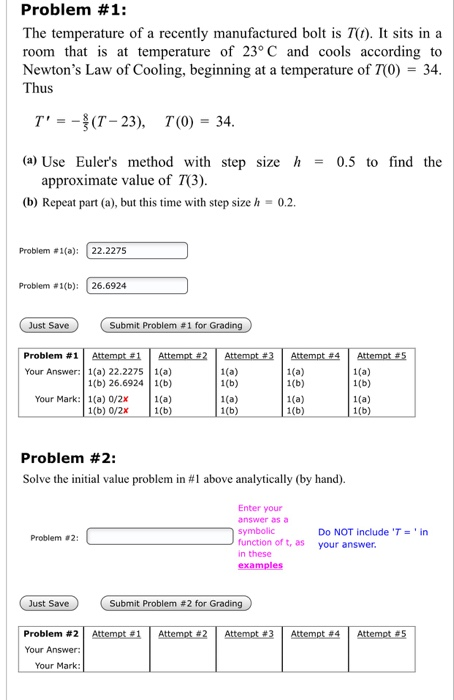 Solved Problem #2: Solve the initial value problem in #1 | Chegg.com