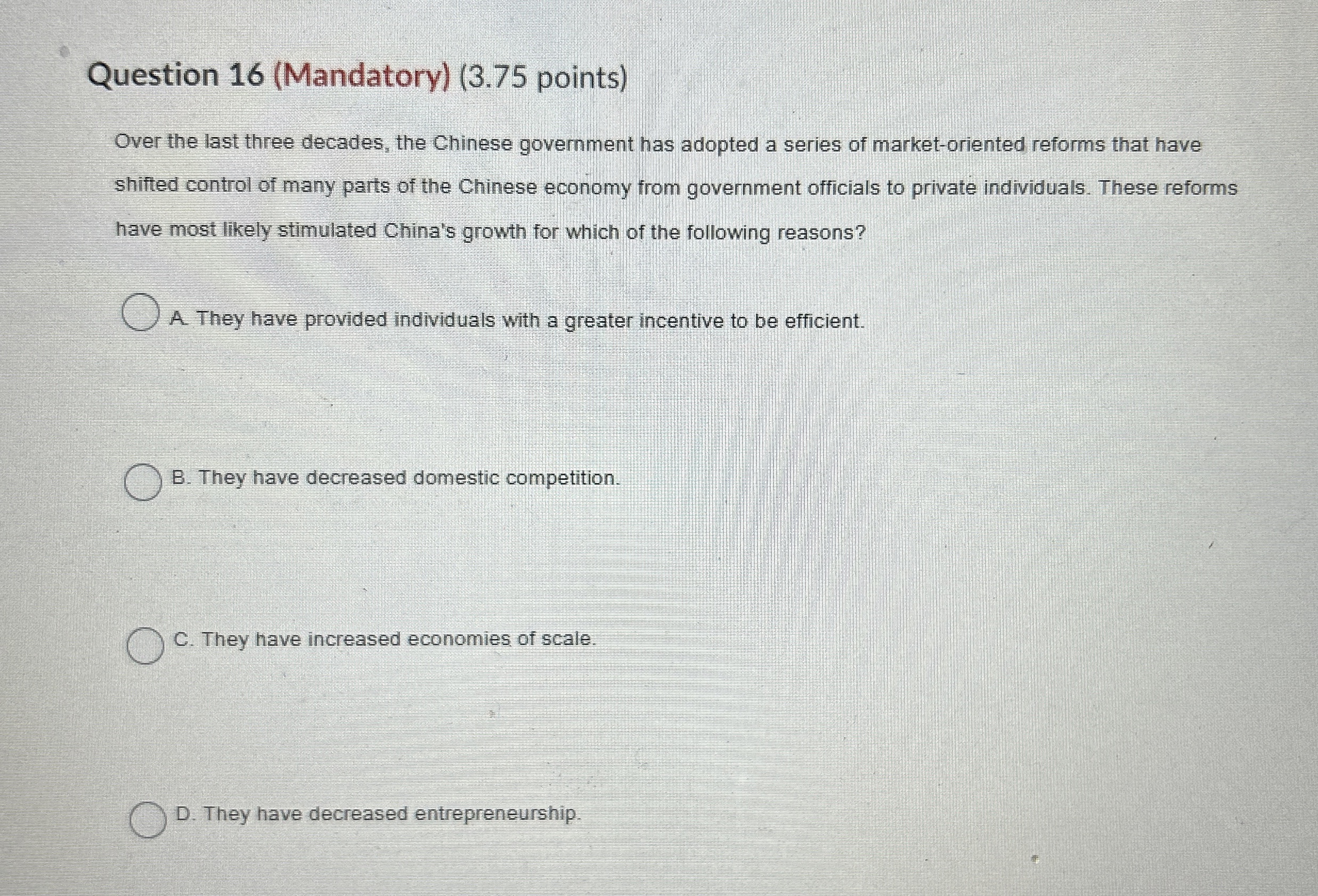 Solved Question 16 (Mandatory) ( 3.75 ﻿points)Over the last | Chegg.com