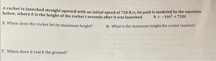 Solved A rocket is launched straight upward with an initial | Chegg.com
