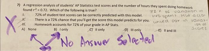 Solved 7) A regression analysis of students' AP Statistics | Chegg.com