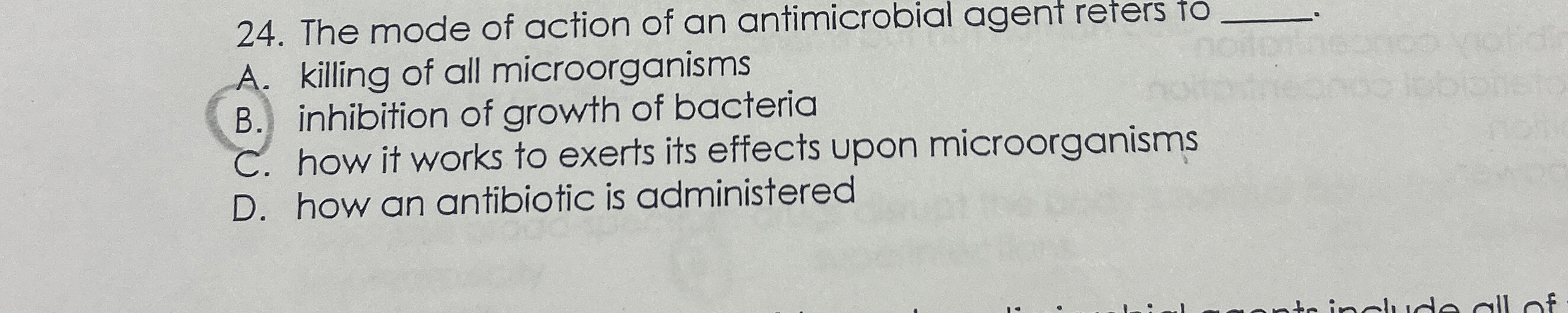 Solved The mode of action of an antimicrobial agent reters | Chegg.com
