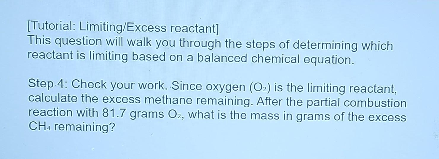 [Tutorial: Limiting/Excess reactant] This question | Chegg.com