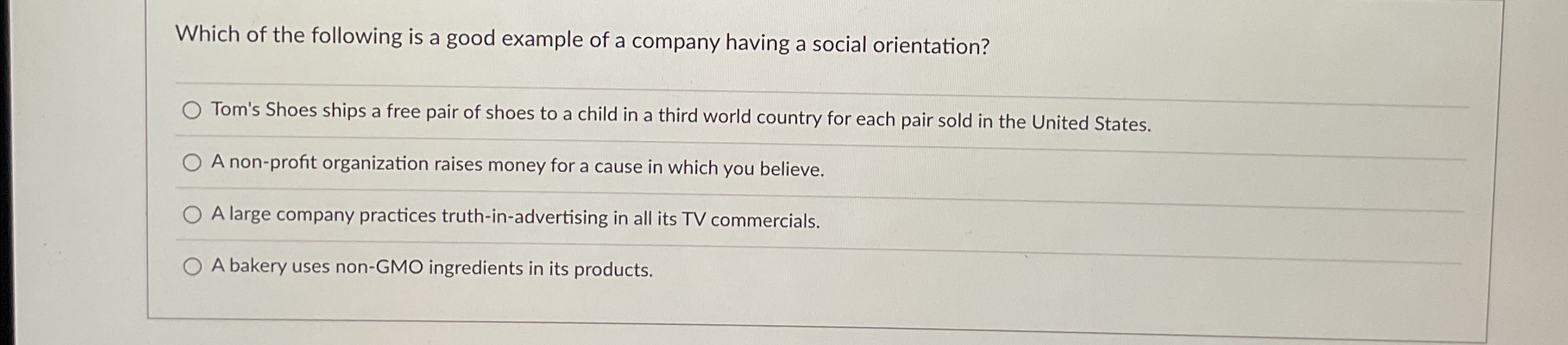 Solved Which of the following is a good example of a company | Chegg.com