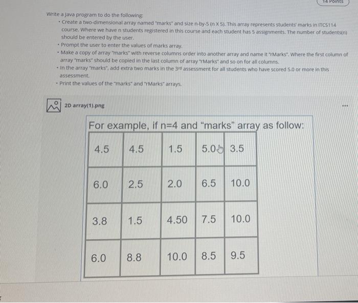 Solved 14 Point Write a Java program to do the following: | Chegg.com