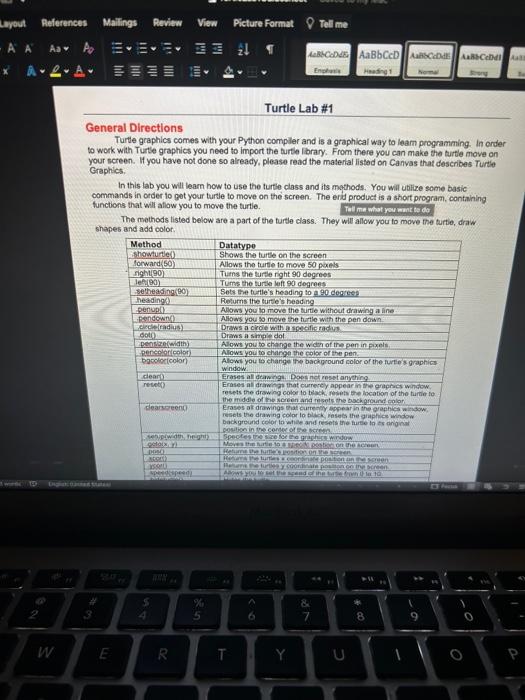 Solved General Directions Turtle graphics comes with your | Chegg.com