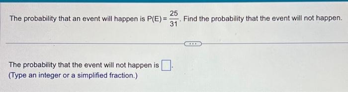 Solved The probability that an event will happen is | Chegg.com
