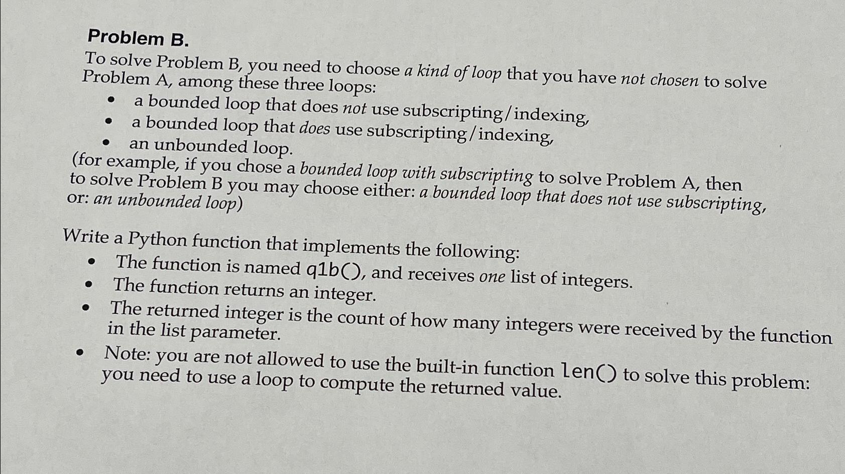 Solved Problem B.To Solve Problem B, ﻿you Need To Choose A | Chegg.com