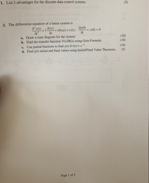 Solved 1. List 2 advantages for the discrete-data control | Chegg.com