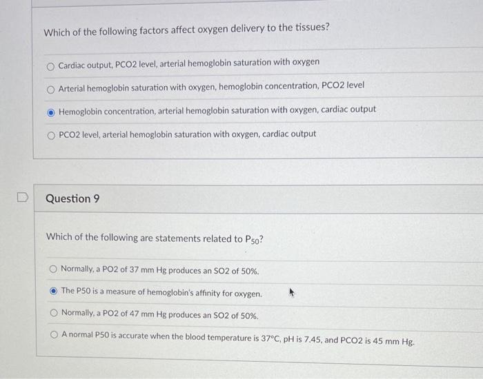 Solved Which of the following factors affect oxygen delivery | Chegg.com