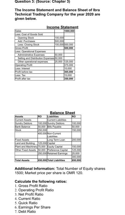 Solved Question 3: (Source: Chapter 3) The Income Statement | Chegg.com