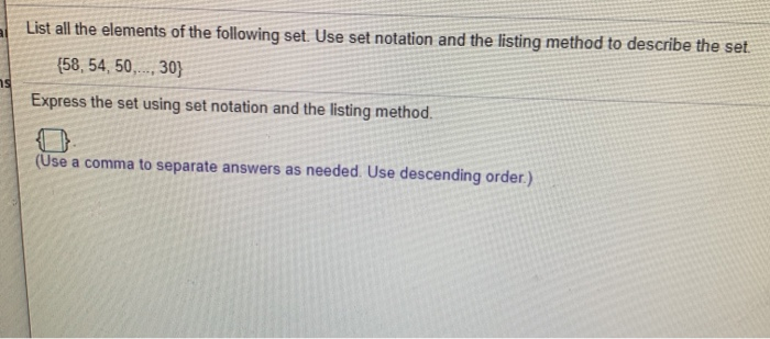 Solved List all the elements of the following set. Use set | Chegg.com
