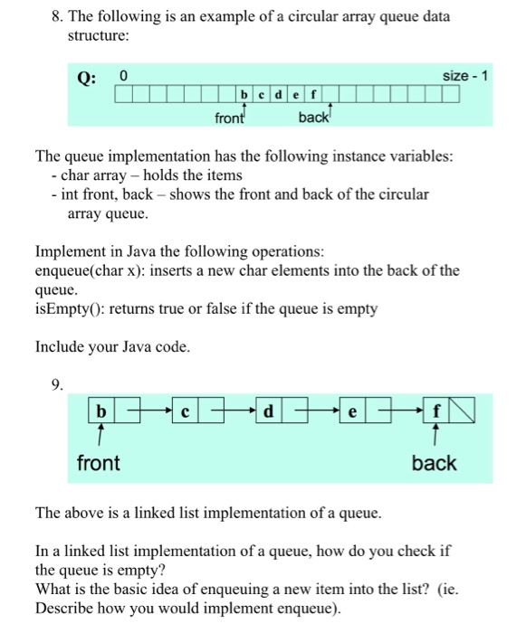 Solved 8. The following is an example of a circular array | Chegg.com