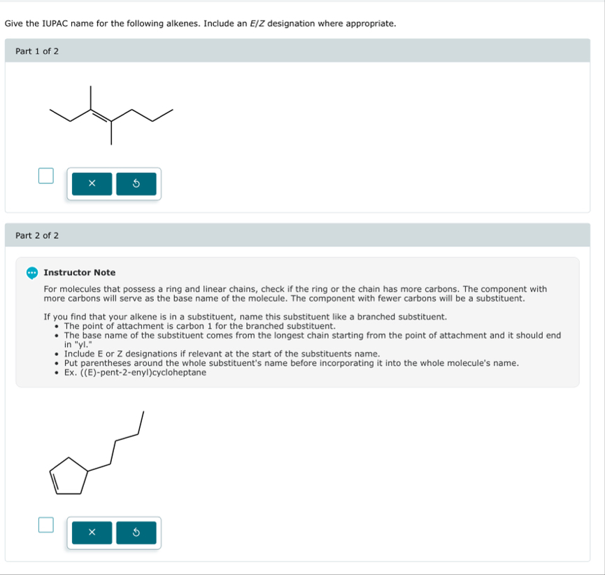 Solved Give the IUPAC name for the following alkenes. | Chegg.com