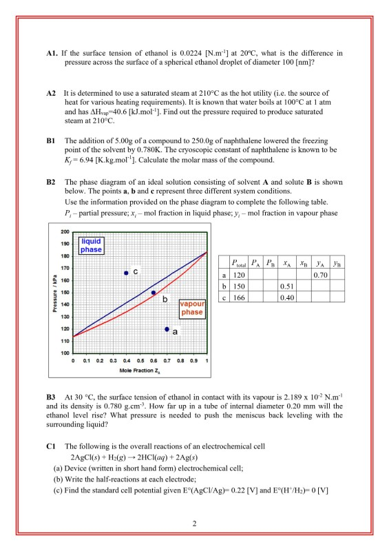Solved A1. If the surface tension of ethanol is 0.0224 | Chegg.com