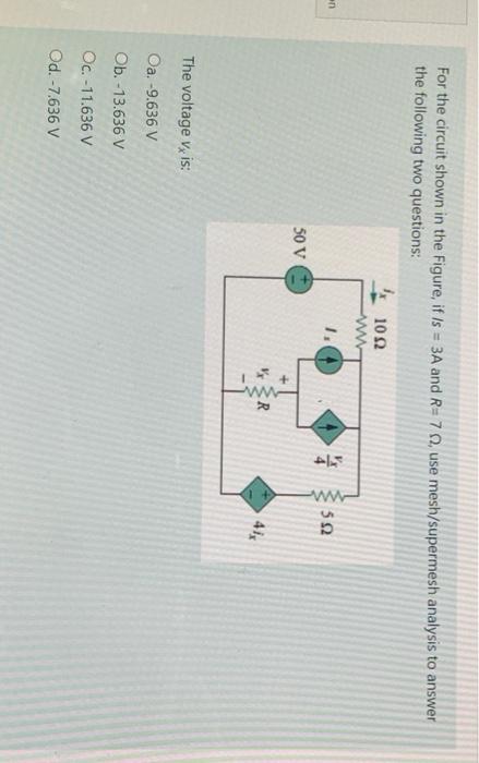 Solved For the circuit shown in the figure, if Is = 3A and | Chegg.com