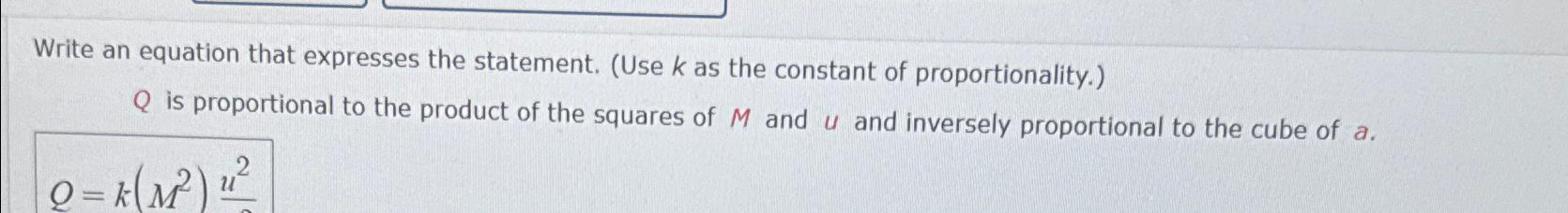 Solved Write an equation that expresses the statement. (Use | Chegg.com