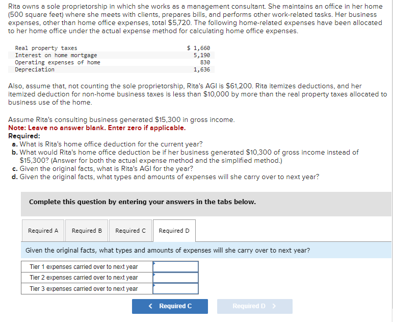 Solved Rita owns a sole proprietorship in which she works as