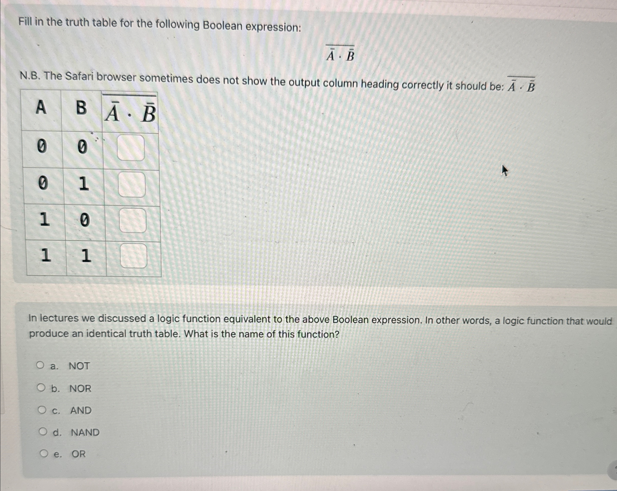 Solved Fill in the truth table for the following | Chegg.com