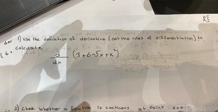 Solved 1) Use the definition of derivative (not the rules of | Chegg.com