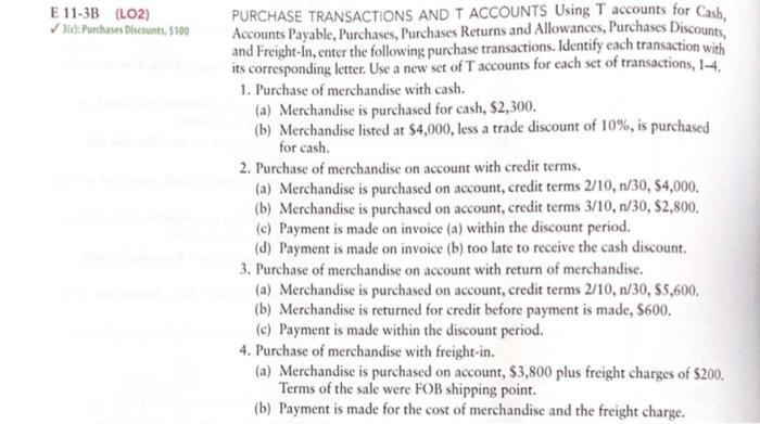 Solved PURCHASE TRANSACTIONS AND T ACCOUNTS Using T accounts | Chegg.com