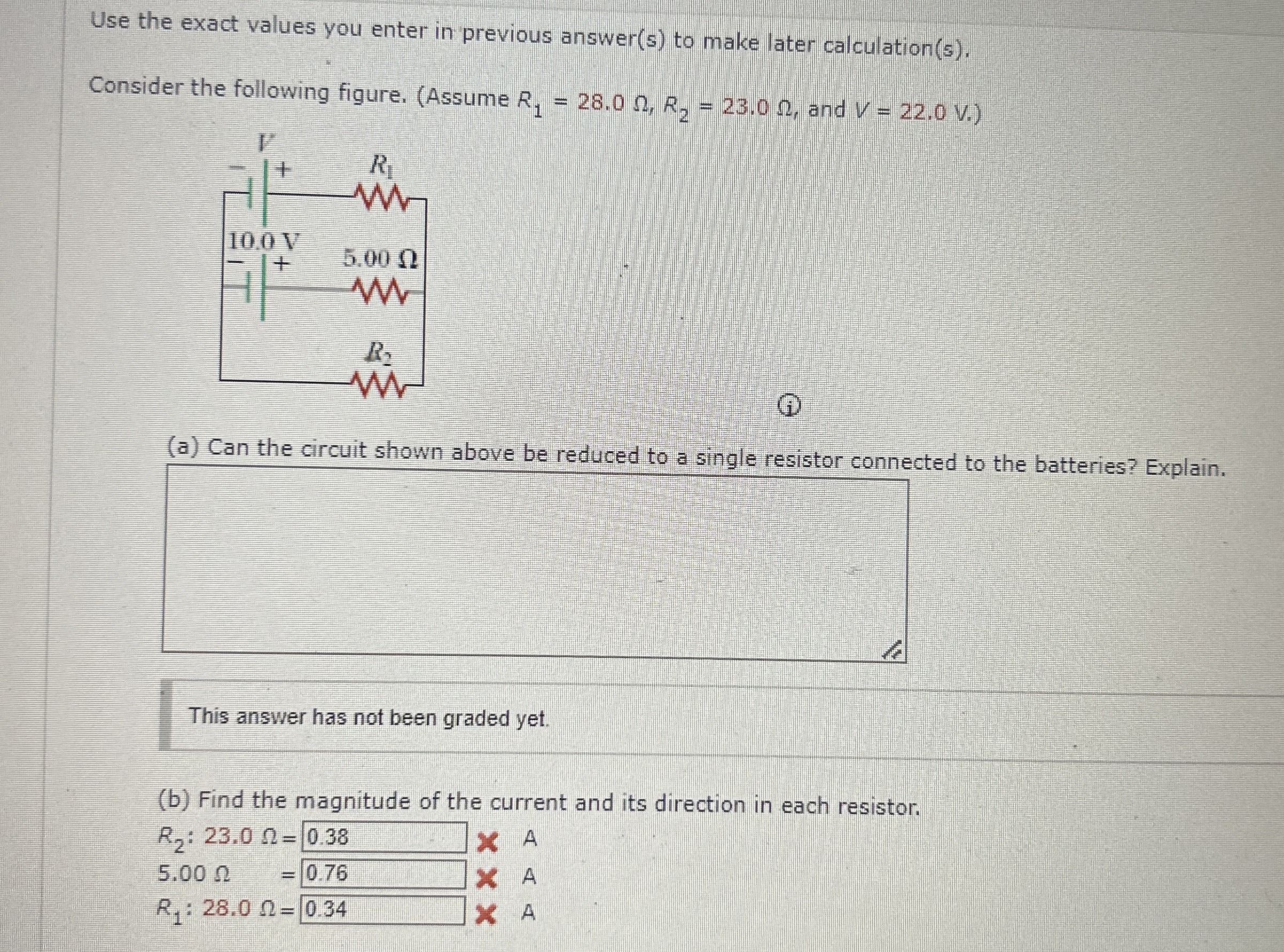 Solved Use the exact values you enter in previous answer(s) | Chegg.com