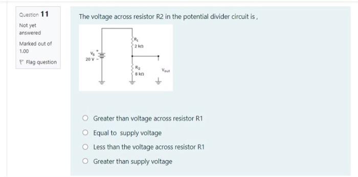 Solved Question 11 The voltage across resistor R2 in the | Chegg.com
