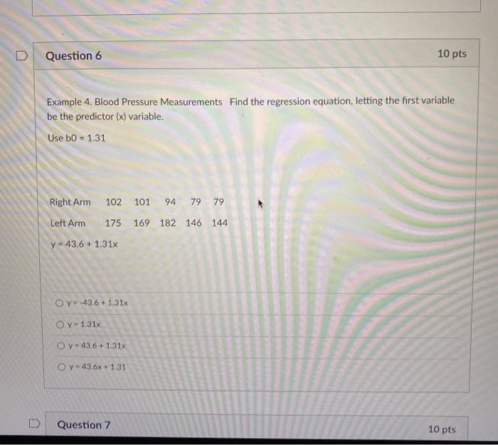 Solved Question 6 10 pts Example 4. Blood Pressure | Chegg.com