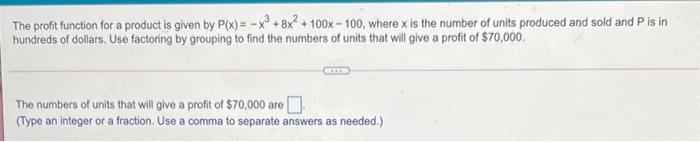 Solved The profit function for a product is given by P(x)= | Chegg.com